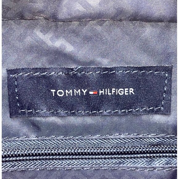 Tommy Hilfiger Women’s Red & Blue Canvas & Faux Leather Striped Accent Tote Bag - Picture 10 of 14